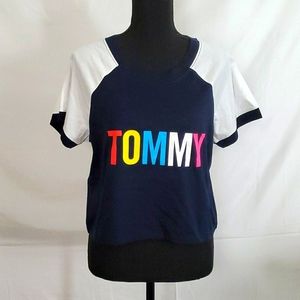 Tommy Hilfiger Women's Blue Large Crop Top